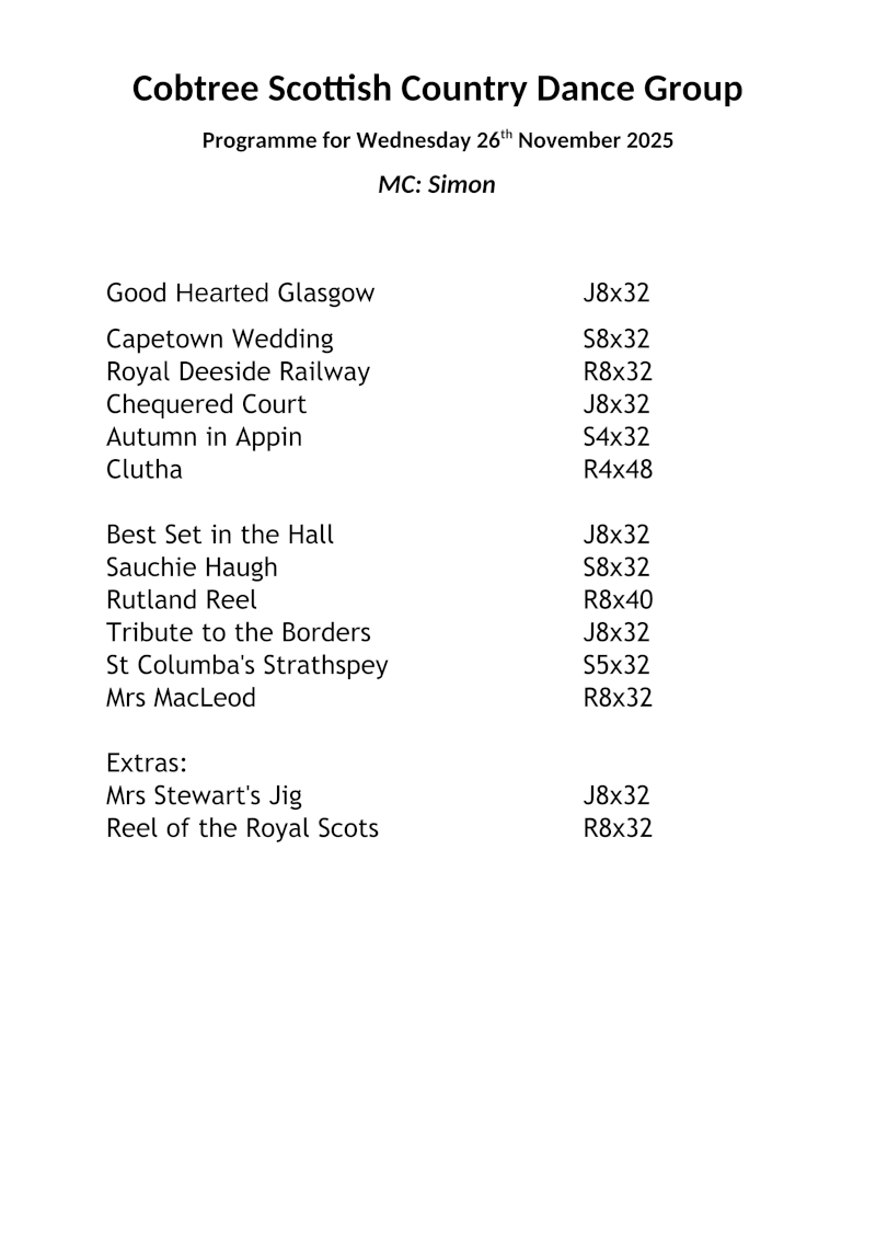 Programme 26th November 2025