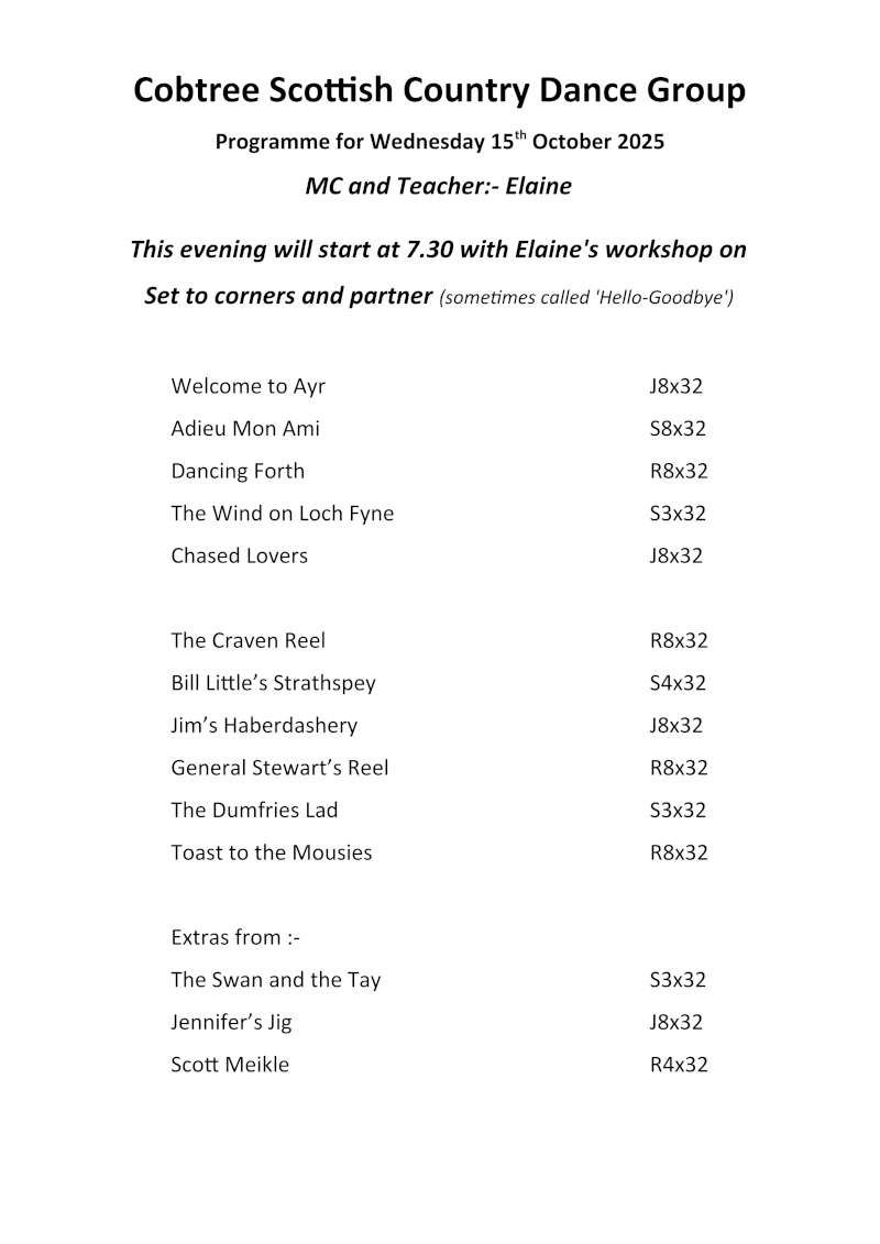 Programme 15st October 2025