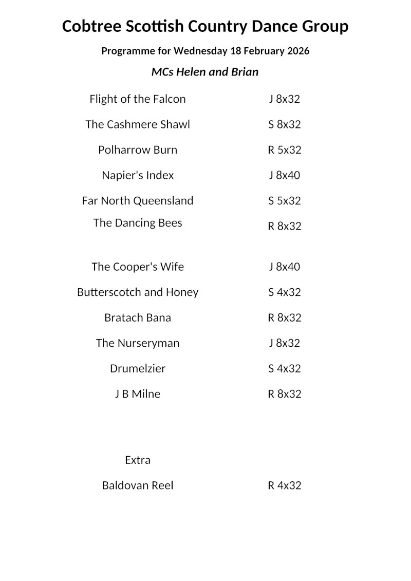 Programme 18th February 2026