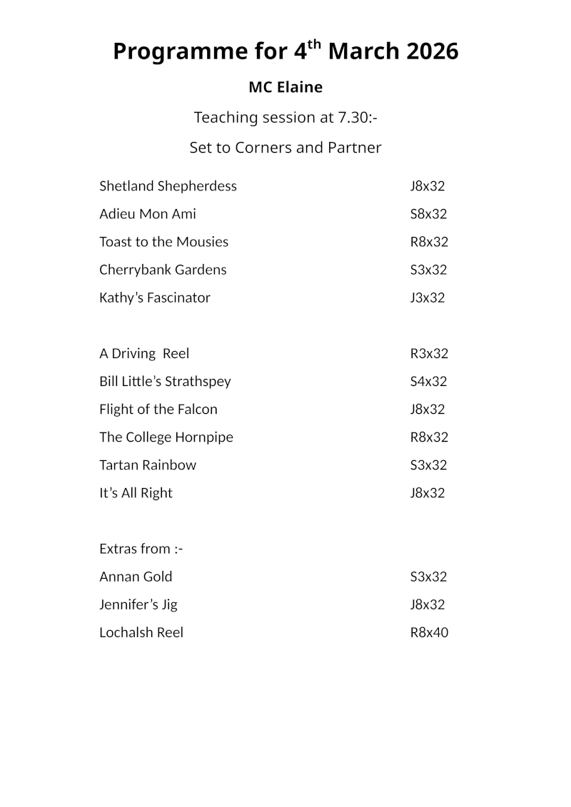 Programme 4th March 2026