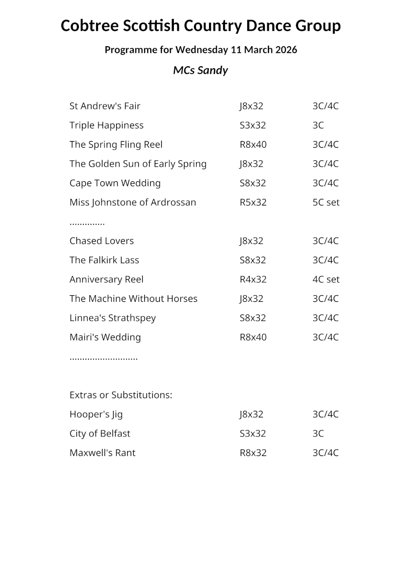 Programme 11th March 2026
