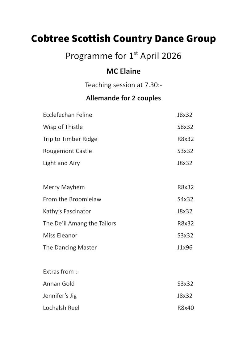 Programme 1st April 2026