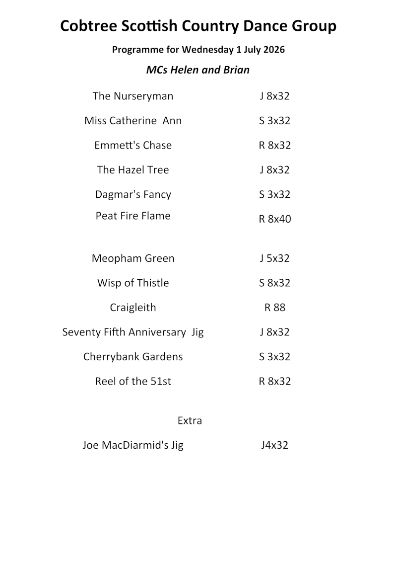 Programme 1st July 2026