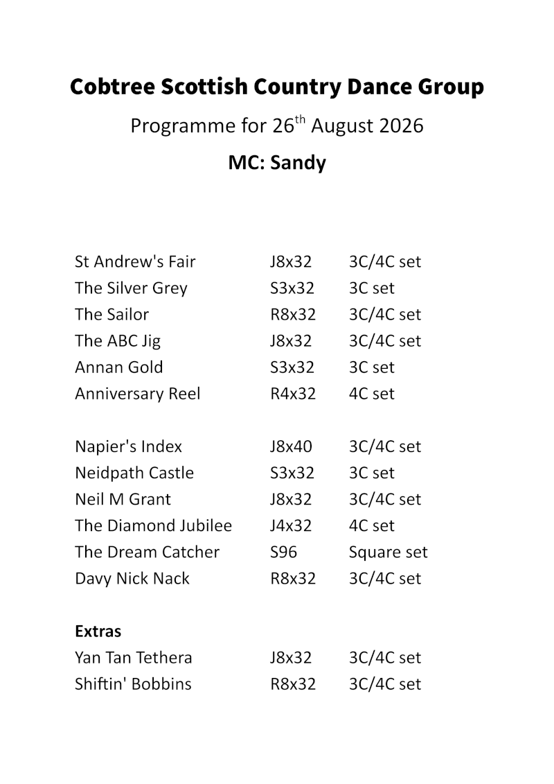 Programme 26th August 2026
