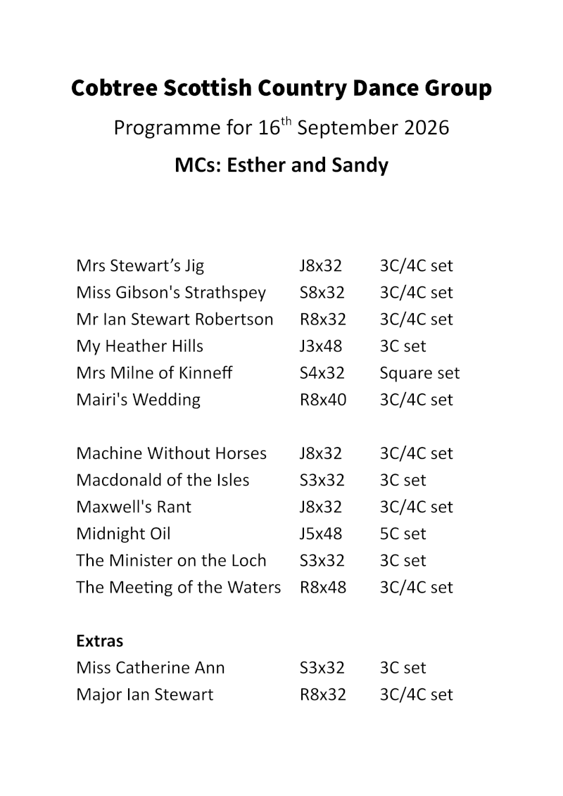 Programme 16th September 2026