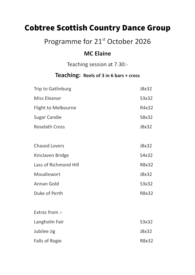 Programme 21st October 2026